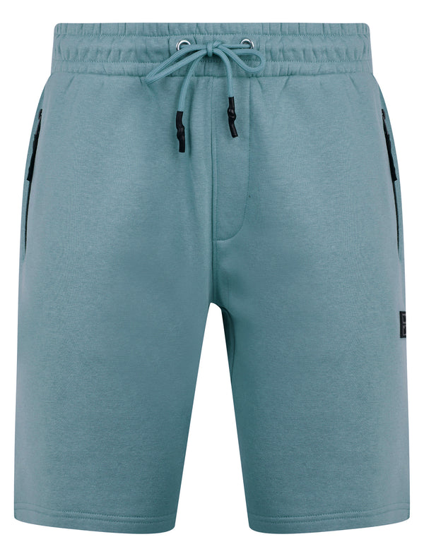 Tarou Brushback Fleece Jogger Shorts with Zip Pockets in Tradewinds Blue - Tokyo Laundry