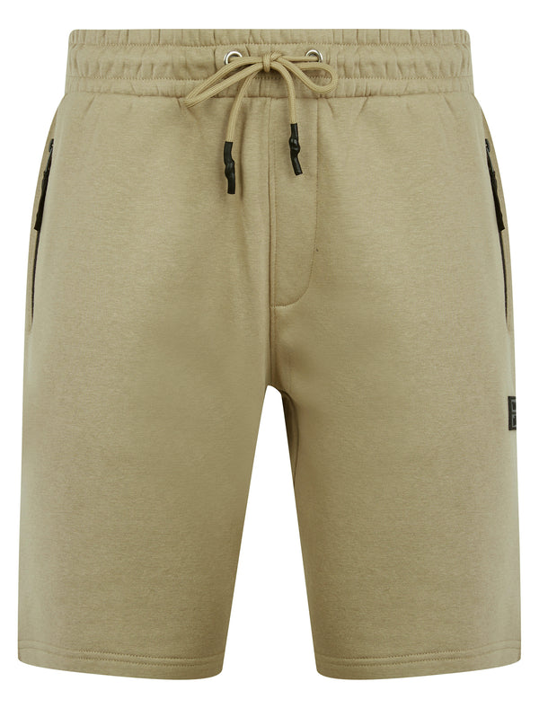 Tarou Brushback Fleece Jogger Shorts with Zip Pockets in Trench Coat - Tokyo Laundry