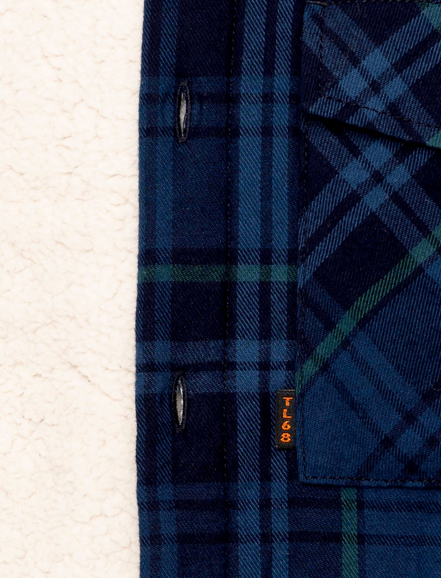 Kotka Borg Lined Cotton Flannel Checked Overshirt Jacket in Blue