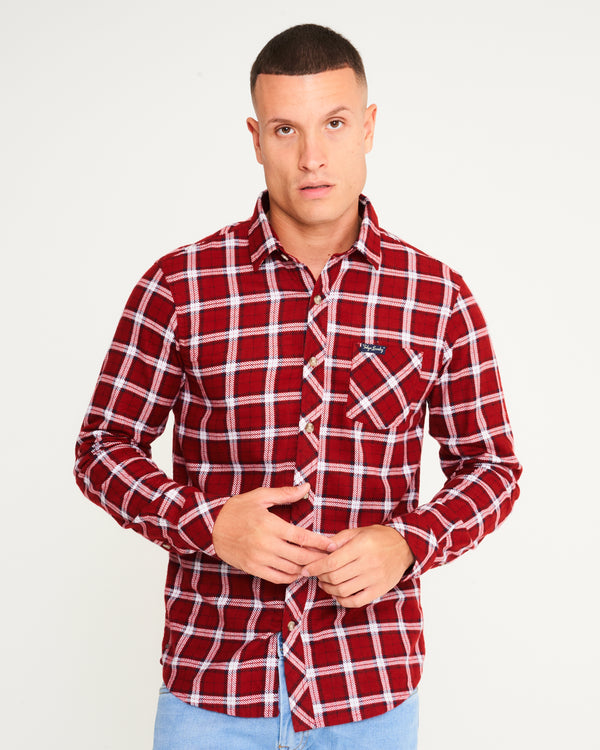 Deciduous Checked Cotton Flannel Shirt in Sun-Dried Tomato - Tokyo Laundry