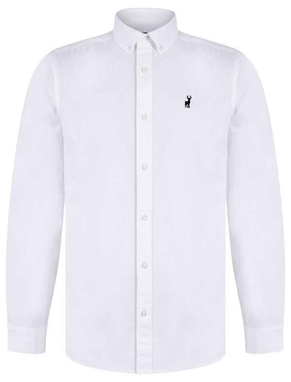 Leyburn Cotton Twill Long Sleeve Shirt in Bright White - Kensington Eastside