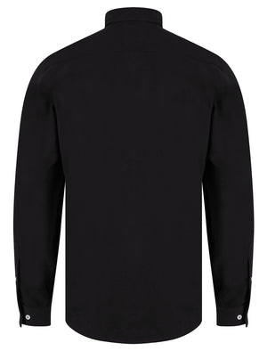Leyburn Cotton Twill Long Sleeve Shirt in Jet Black - Kensington Eastside