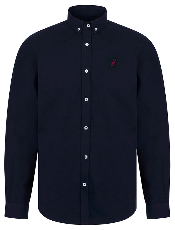 Leyburn Cotton Twill Long Sleeve Shirt in Sky Captain Navy - Kensington Eastside