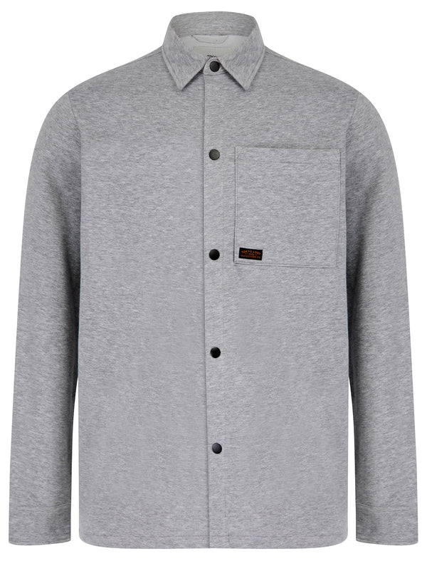 Commander Brushback Fleece Overshirt Jacket in Light Grey Marl - Tokyo Laundry