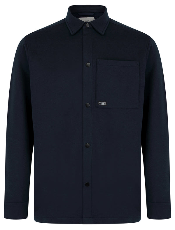 Commander Brushback Fleece Overshirt Jacket in Sky Captain Navy - Tokyo Laundry