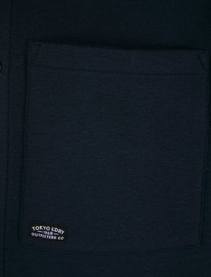 Commander Brushback Fleece Overshirt Jacket in Sky Captain Navy - Tokyo Laundry