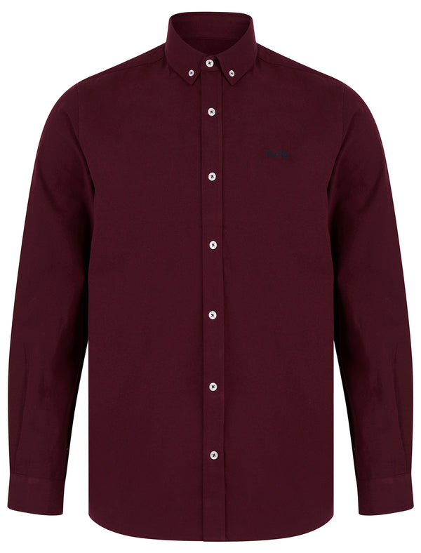 Holkham Cotton Twill Long Sleeve Shirt in Tawny Port - Tokyo Laundry