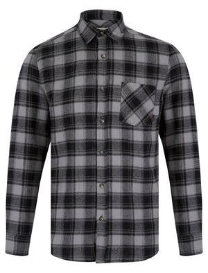 Urbion Yarn Dyed Checked Cotton Flannel Shirt in Sky Rocket Grey / Charcoal - Tokyo Laundry