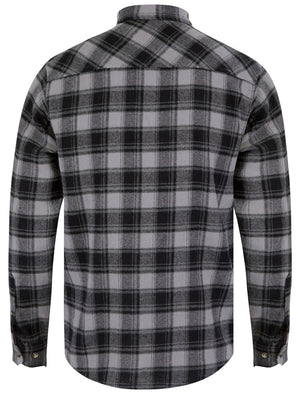 Urbion Yarn Dyed Checked Cotton Flannel Shirt in Sky Rocket Grey / Charcoal - Tokyo Laundry