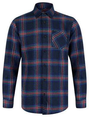 Aberavon Yarn Dyed Checked Cotton Flannel Shirt in Pageant Blue - Tokyo Laundry