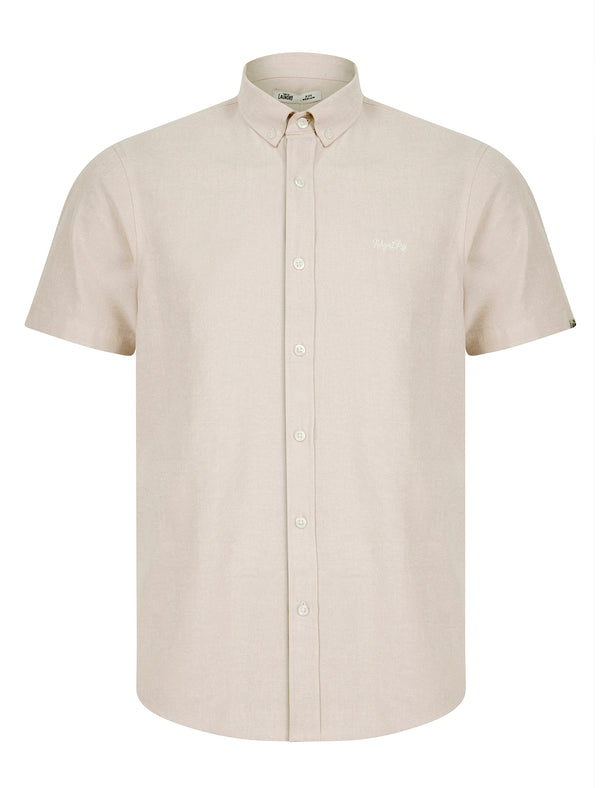 Tiberius Short Sleeve Oxford Cotton Shirt in Oatmeal  - Tokyo Laundry