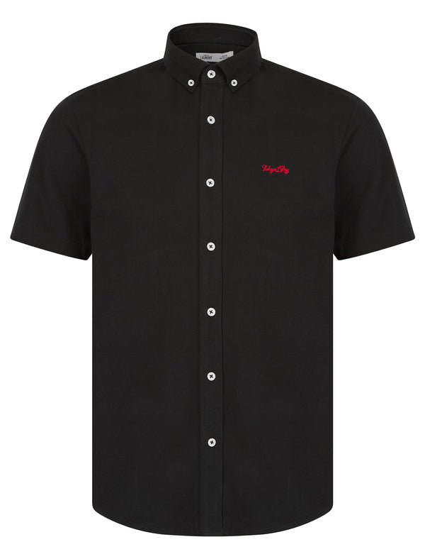 Elbury 3 Short Sleeve Cotton Twill Shirt in Jet Black - Tokyo Laundry