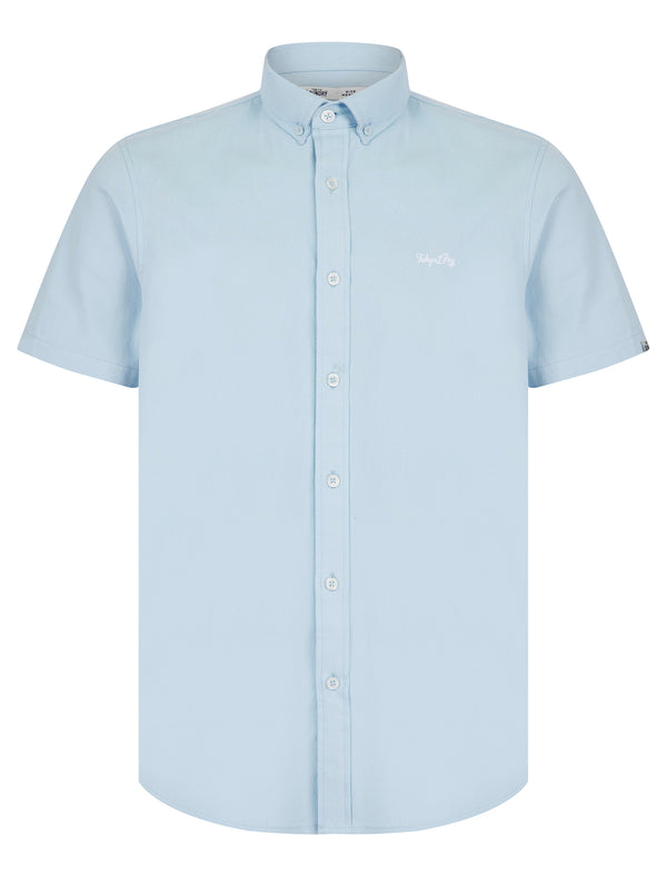 Elbury 3 Short Sleeve Cotton Twill Shirt in Windsurfer Blue / White - Tokyo Laundry