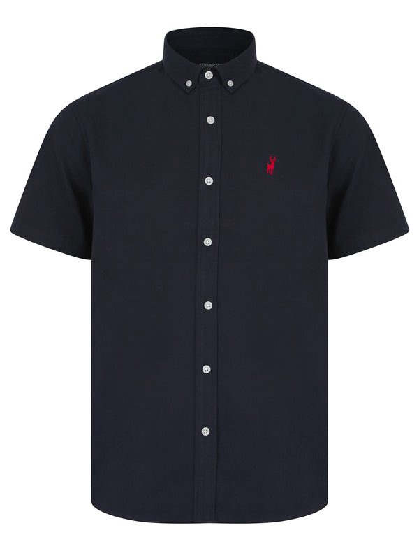 Buster Short Sleeve Cotton Twill Shirt in Sky Captain Navy - Kensington Eastside