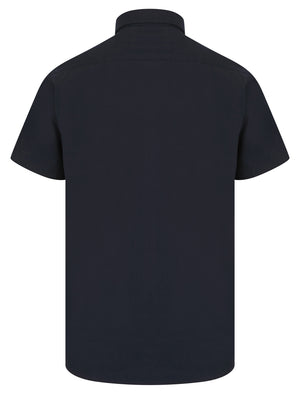 Buster Short Sleeve Cotton Twill Shirt in Sky Captain Navy - Kensington Eastside