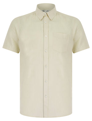 Bertrand  Classic Collar Short Sleeve Cotton Linen Shirt in Natural - Tokyo Laundry
