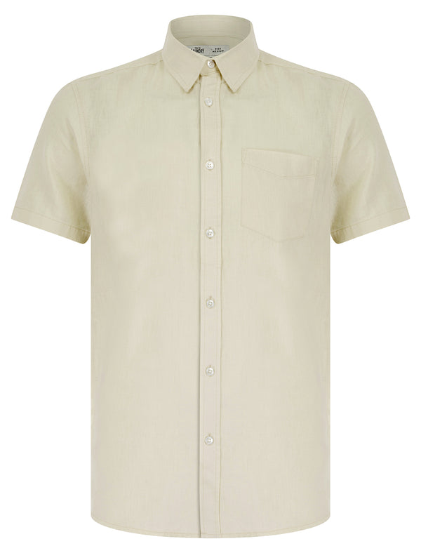 Bertrand Classic Collar Short Sleeve Cotton Linen Shirt in Natural - Tokyo Laundry
