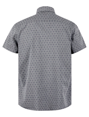 Caparica Patterned Floral Print Short Sleeve Cotton Chambray Shirt in Light Grey - Tokyo Laundry