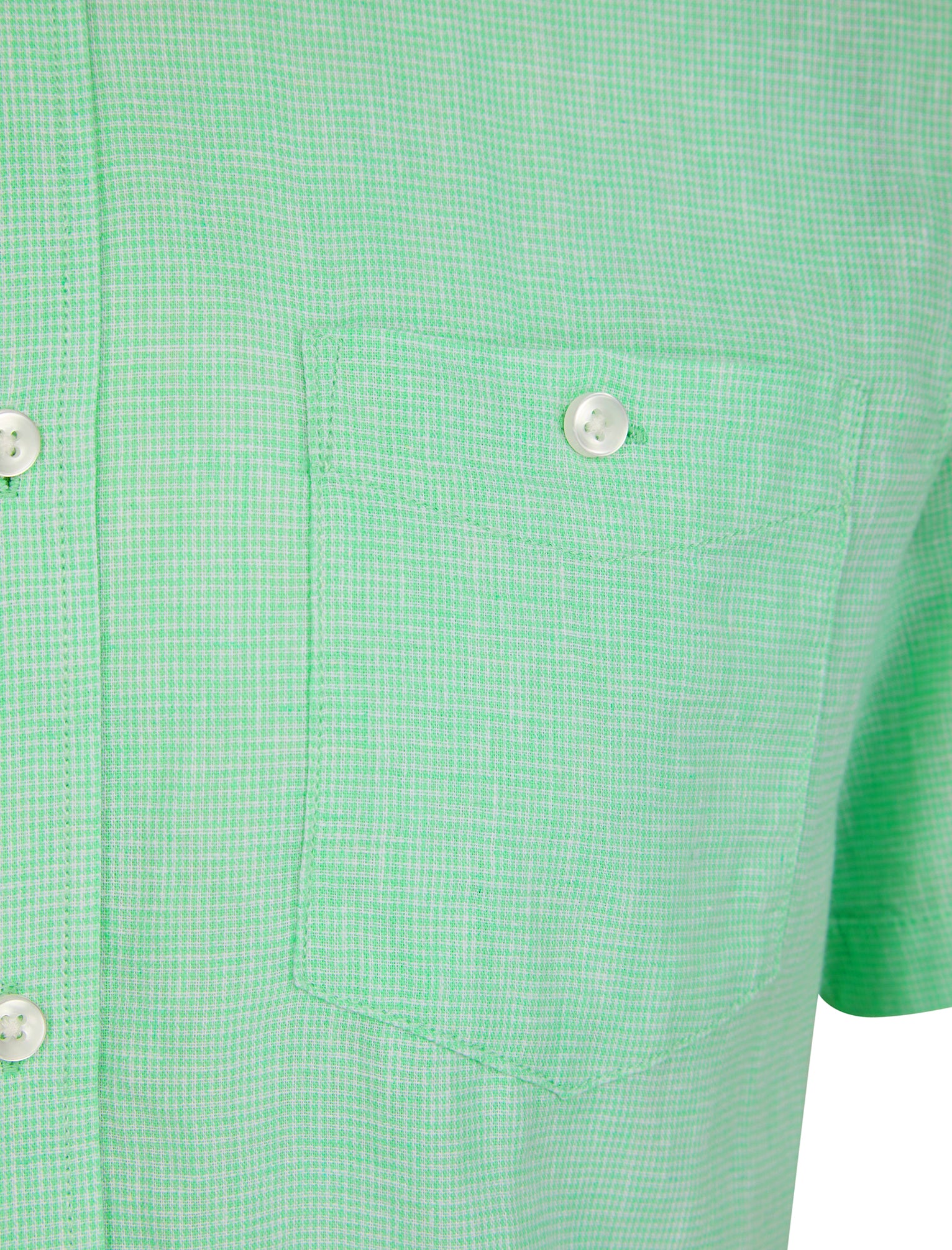 Portree Gingham Check Short Sleeve Cotton Linen Blend Shirt