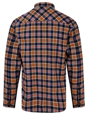 Oscarville Checked Cotton Flannel Shirt in Sparrowhawk Brown - Tokyo Laundry