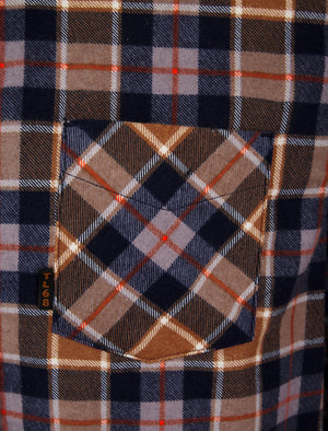 Oscarville Checked Cotton Flannel Shirt in Sparrowhawk Brown - Tokyo Laundry