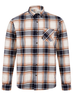 Haines Checked Cotton Flannel Shirt in Sky Captain Navy - Tokyo Laundry