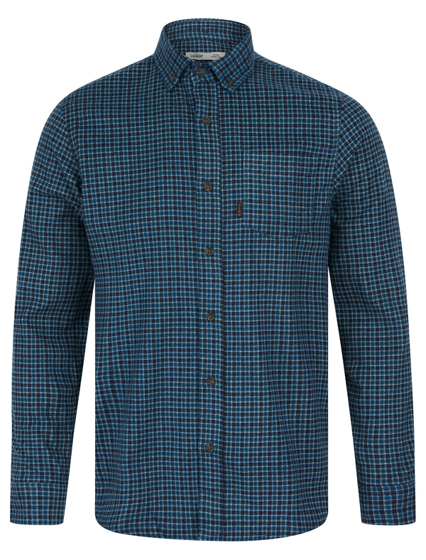 Anaik Checked Cotton Flannel Shirt in Sailor Blue - Tokyo Laundry