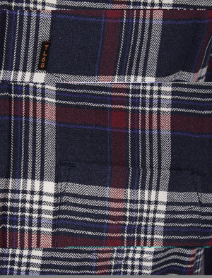 Tunstall Yarn Dyed Checked Cotton Flannel Shirt in Navy / Pomegranate - Tokyo Laundry