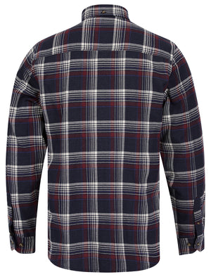 Tunstall Yarn Dyed Checked Cotton Flannel Shirt in Navy / Pomegranate - Tokyo Laundry