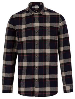 Skilak Yarn Dyed Checked Cotton Flannel Shirt in Sky Captain Navy - Tokyo Laundry