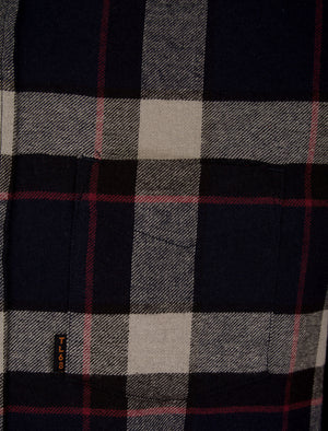 Skilak Yarn Dyed Checked Cotton Flannel Shirt in Sky Captain Navy - Tokyo Laundry