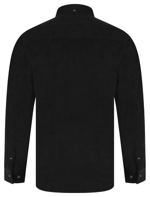 Salton Needlecord Corduroy Cotton Long Sleeve Button Down Collar Shirt In Jet Black - Tokyo Laundry