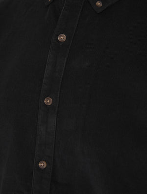 Salton Needlecord Corduroy Cotton Long Sleeve Button Down Collar Shirt In Jet Black - Tokyo Laundry