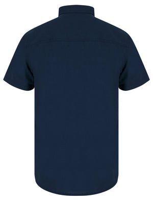 Bertrand Classic Collar Short Sleeve Cotton Linen Shirt in Insignia Blue - Tokyo Laundry