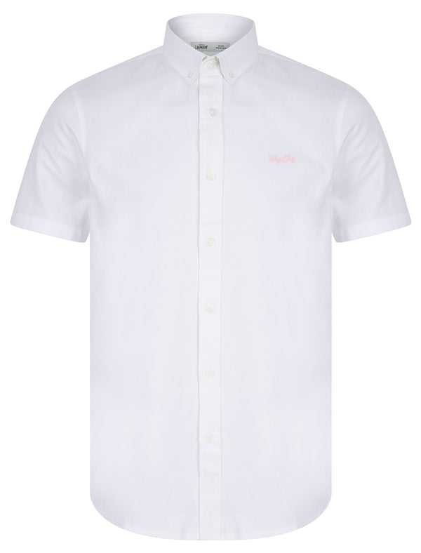 Elbury 3 Short Sleeve Cotton Twill Shirt in Bright White - Tokyo Laundry