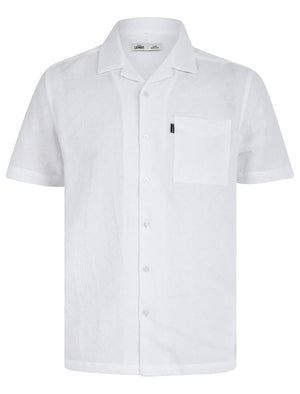 Alvaro Lightweight Cotton Short Sleeve Cuban Collar Summer Shirt in Snow White - Tokyo Laundry