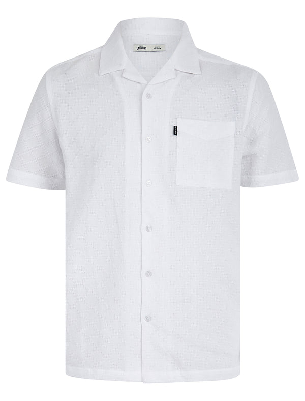 Alvaro Lightweight Cotton Short Sleeve Cuban Collar Summer Shirt in Snow White - Tokyo Laundry