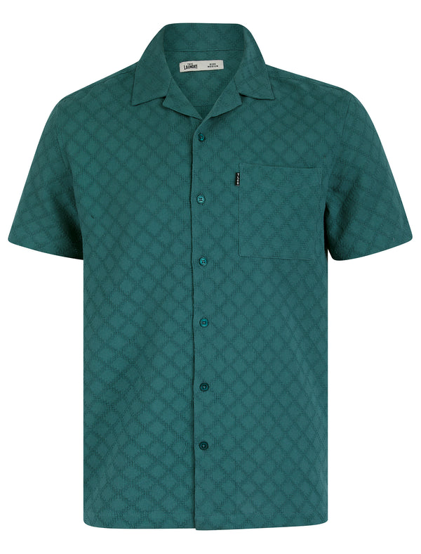 Alvaro Lightweight Cotton Short Sleeve Cuban Collar Summer Shirt in Teal - Tokyo Laundry