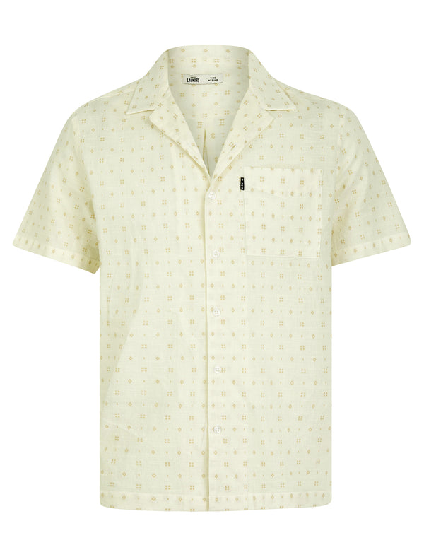 Bastien Lightweight Cotton Short Sleeve Cuban Collar Summer Shirt in Snow White - Tokyo Laundry