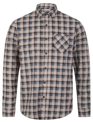 Gwilym Checked Cotton Flannel Long Sleeve Shirt in After Dark - Tokyo Laundry