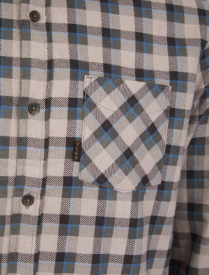 Gwilym Checked Cotton Flannel Long Sleeve Shirt in After Dark - Tokyo Laundry
