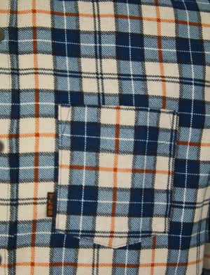 Laidler Checked Cotton Flannel Long Sleeve Shirt in Dark Denim - Tokyo Laundry