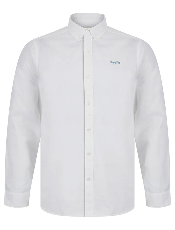 Papyrus Cotton Twill Long Sleeve Button Down Collar Shirt in Bright White - Tokyo Laundry