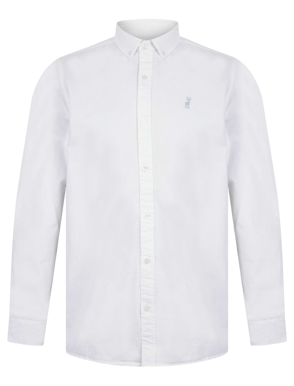Vetiver Cotton Twill Long Sleeve Button Down Collar Shirt in Bright White - Kensington Eastside