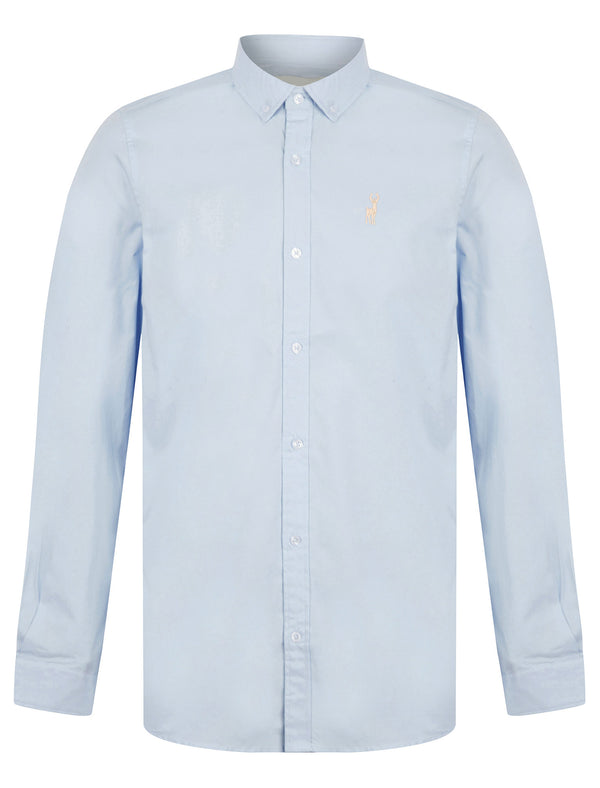 Vetiver Cotton Twill Long Sleeve Button Down Collar Shirt in Skyway - Kensington Eastside