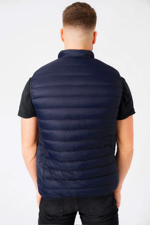 Yellin 2 Quilted Puffer Gilet with Fleece Lined Collar in Sky Captain Navy - Tokyo Laundry