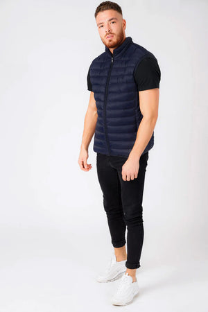 Mentari Quilted Puffer Gilet with Fleece Lined Collar in Sky Captain Navy - Tokyo Laundry