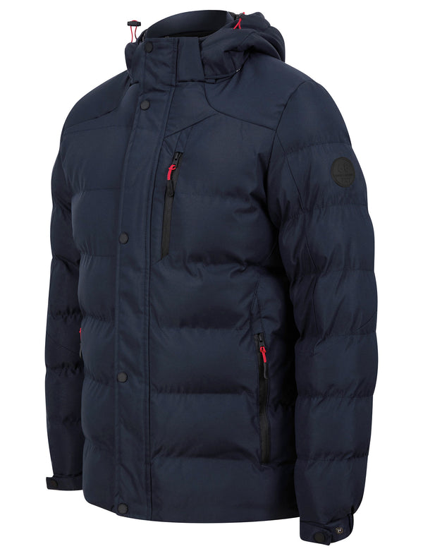 Yorkshire Quilted Puffer Coat with Hood In Sky Captain Navy - Tokyo Laundry