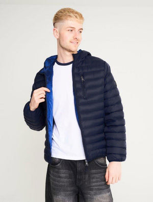 Vizzini Quilted Puffer Jacket with Hood in Sky Captain Navy - Tokyo Laundry