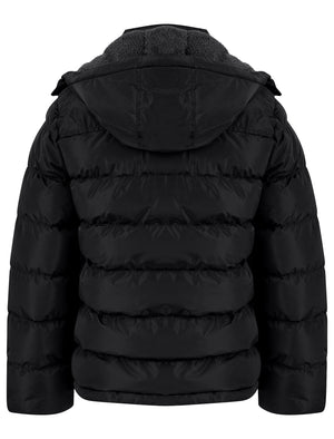 Odenkirk Borg Lined Quilted Puffer Jacket with Detachable Hood in Jet Black - Tokyo Laundry Active Tech
